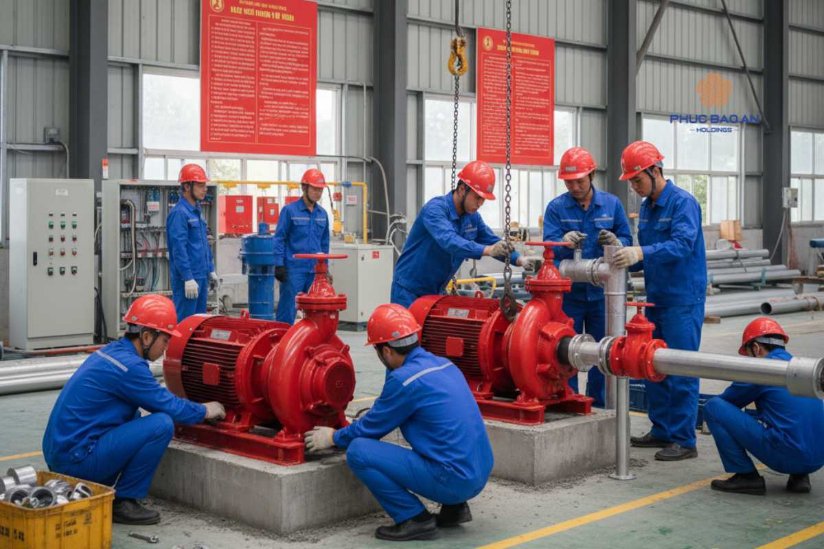 Hướng dẫn lắp đặt thực tế thiết kế và lắp đặt hệ thống bơm chữa cháy nối tiếp và song song