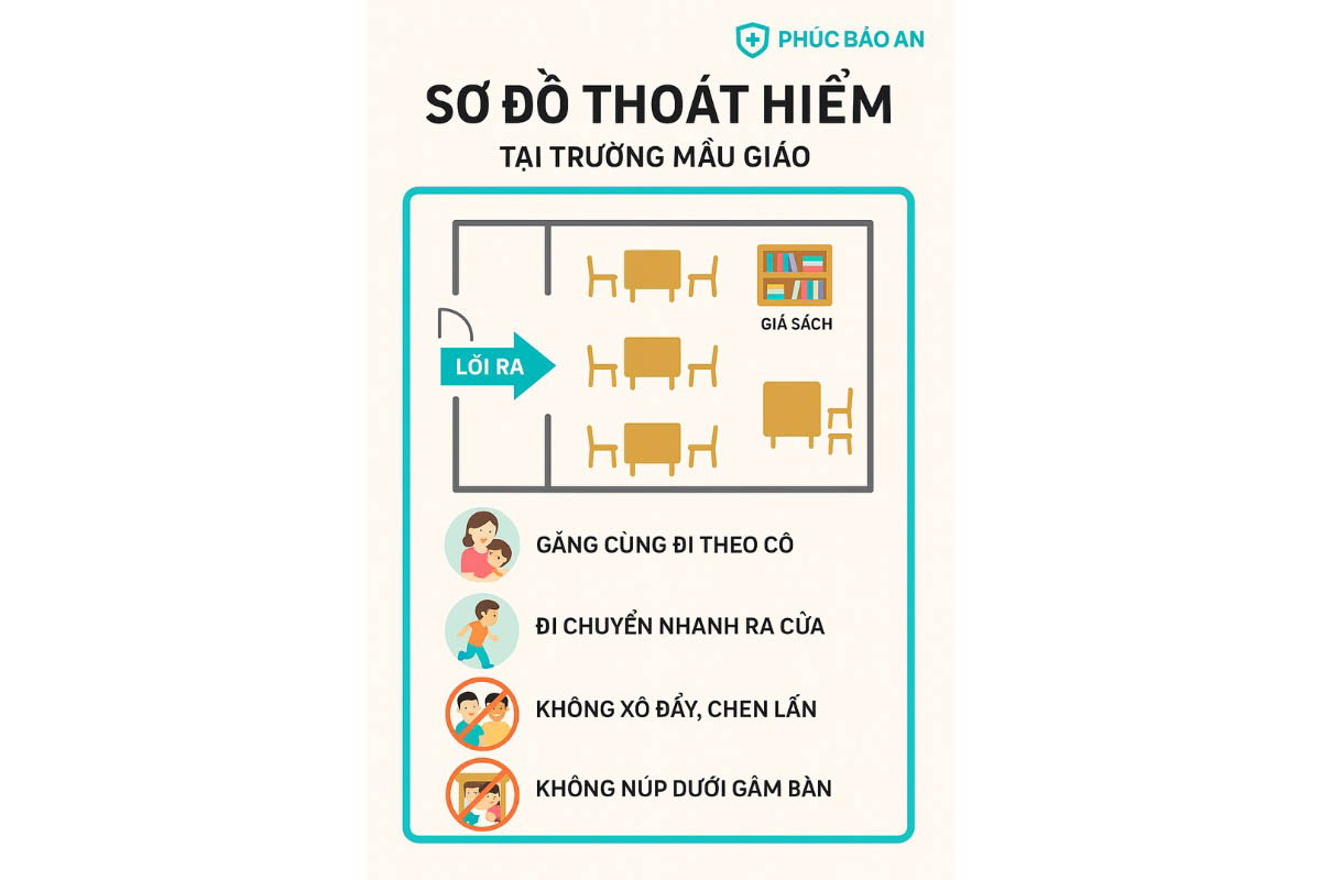 Infographic sơ đồ thoát hiểm cho trẻ – dễ nhớ, dễ áp dụng