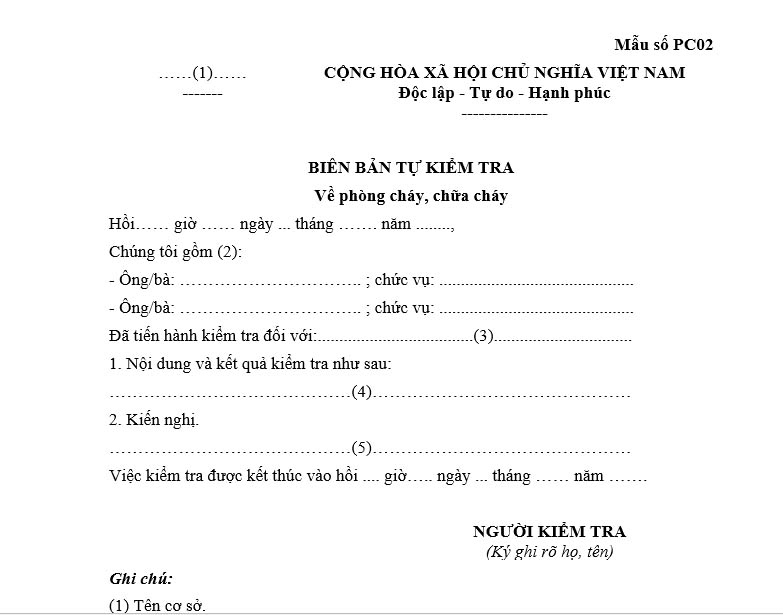 Mẫu hồ sơ PCCC theo Nghị định 105 dựa theo hoạt động của doanh nghiệp