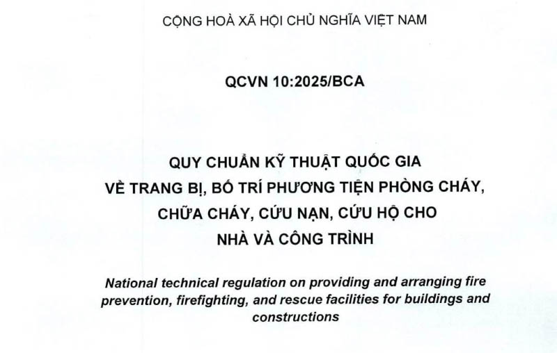 QCVN 10:2025/BCA về trang bị và bố trí phương tiện PCCC, CNCH cho nhà và công trình
