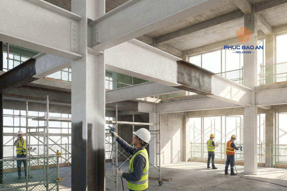 Sơn chống cháy là gì? Nguyên lý, tiêu chuẩn và thi công chuẩn PCCC